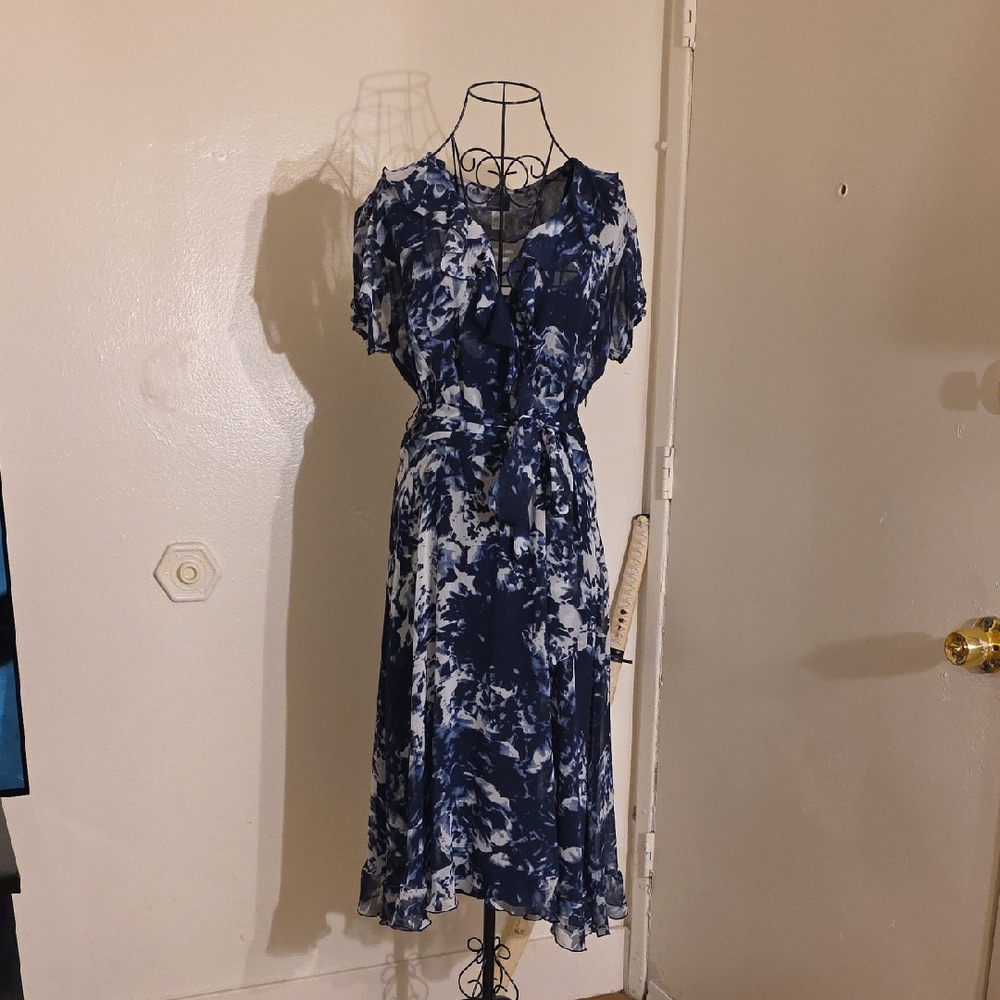 Covington Navy and White Midi Dress